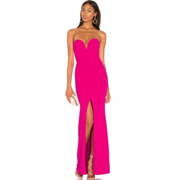 NOOKIE x REVOLVE Honey Gown Strapless Plunge V-Neck Slit Long Formal Maxi Dress - Picture 1 of 12
